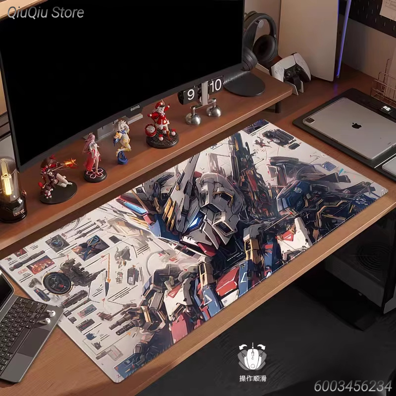 Gaming Keyboard Typewriter - Cartoon HD-Druck Gundam Leder-Mauspad Übergroßes Computer-Tastaturpad